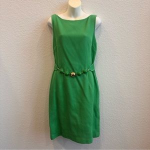 Milly Dress Green Corduroy with front belt detail